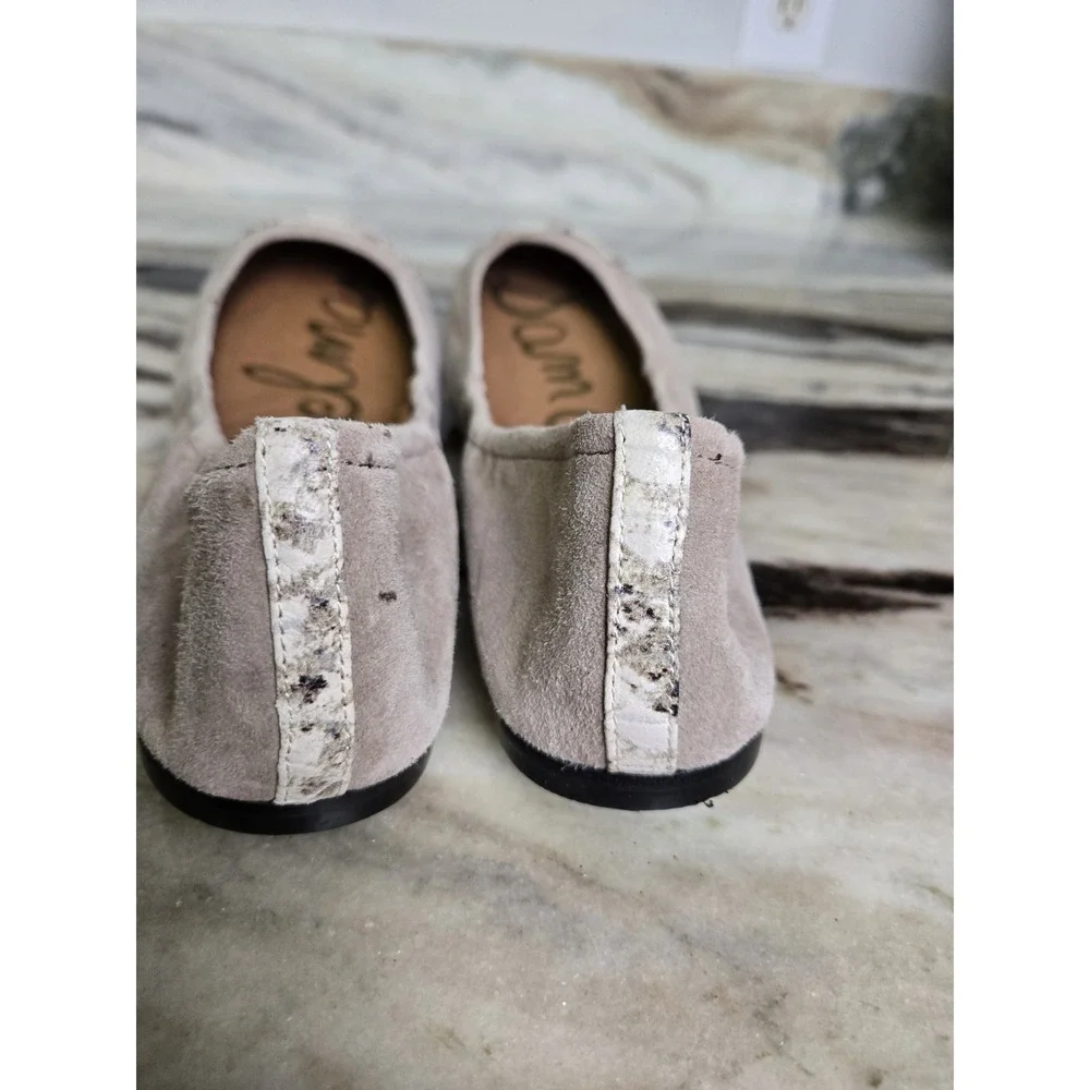 Sam Edelman Baxton Suede Ballet Flats Taupe Snakeskin Size 9 Comfort Lightweight